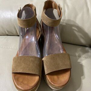 Franco‎ Sarto Espadrille Women’s Wedge Open Toe Sandals Back Zipper Sz 10 M
